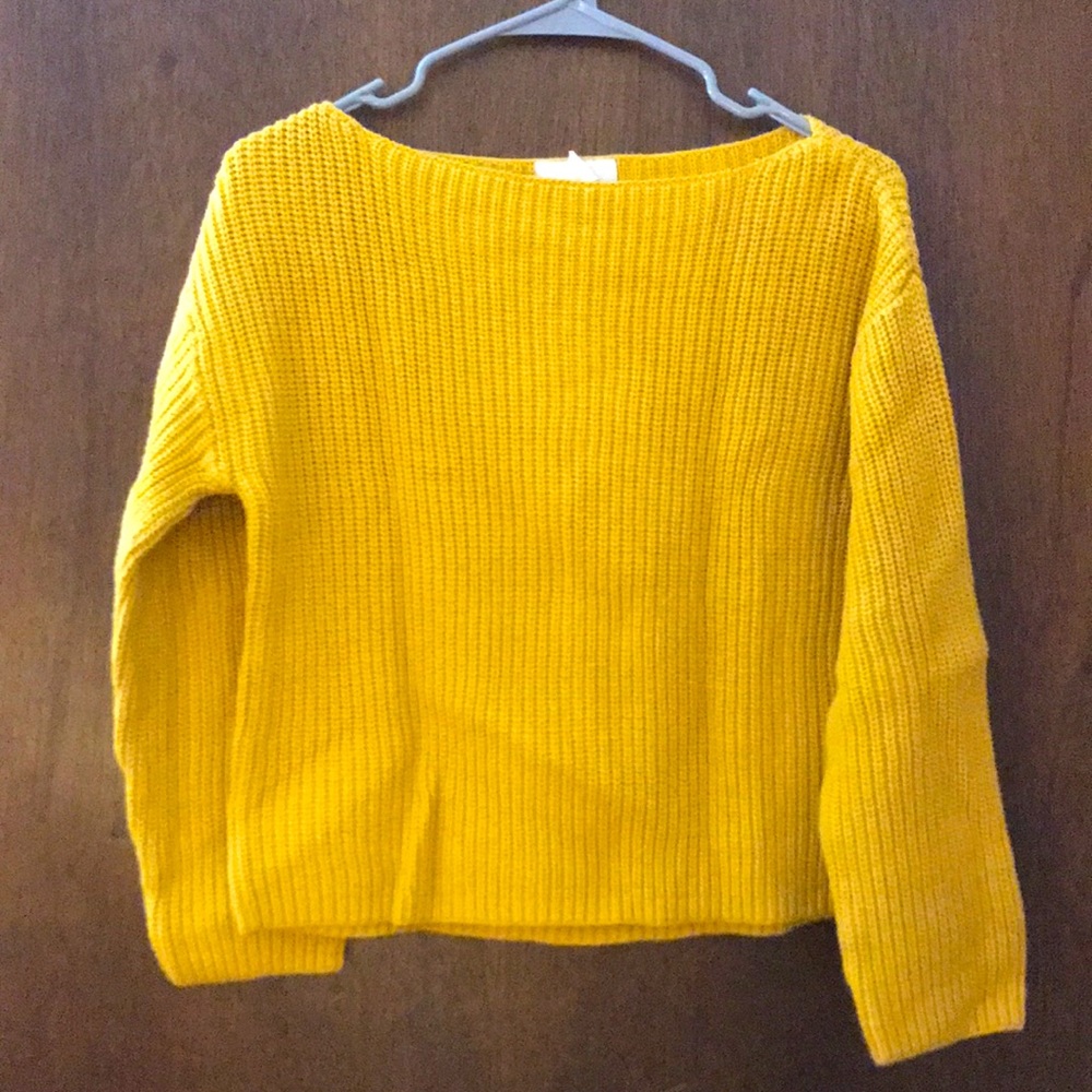 Mustard yellow boxy knit long sleeve